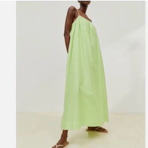 Zara floaty Glowy Lime Green Maxi Dress M